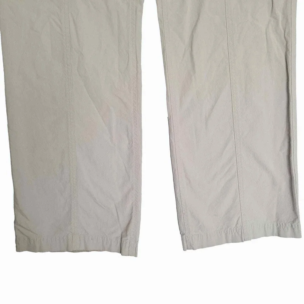Eddie Bauer Cargo Pants Womens 10P Beige Khaki Ripstop Utility Mid Rise Casual